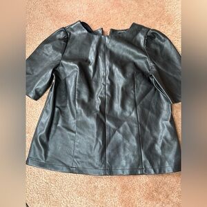 Ann Taylor Petite Black Leather Top